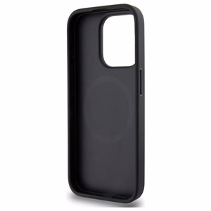 DKNY Grained Metal Logo Magnetinis iPhone 15 Pro dėklas - smėlio spalvos