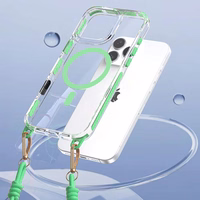 Tel Protect Strap skaidrus dėklas Iphone 13/14 telefonui, žalias