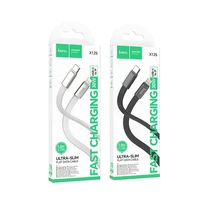 Plokščias kabelis USB C į "Lightning" Hoco PD 30W 1 m X125 baltas