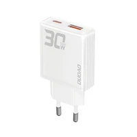 GaN Dudao A30EU 30W USB-A / USB-C sieninis įkroviklis - baltas