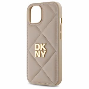 DKNY Quilted Stack Logo dėklas telefonui iPhone 15 - smėlio spalvos