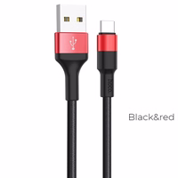 Kabelis USB A į USB C Hoco 2A 1 m X26 juodas ir raudonas