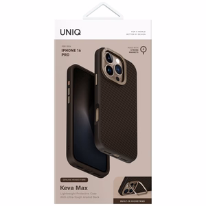 Uniq Keva Max Magclick įkrovimo kamera su stovu dėklas telefonui iPhone 16 Pro - ruda