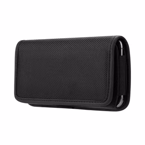 Horizontal Belt Phone Pouch for iPhone 6 / 7 / 8 / 12 Mini / 13 Mini, Samsung Galaxy A40 / S5, Oxford Model 2, Black