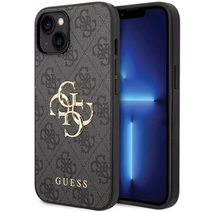 Guess 4G Big Metal Logo dėklas telefonui iPhone 15 - pilka