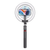 Blavec Selfie žiedo lempa Aluminium Aura LED RGB žiedas P-50 25cm trikojis + nuotolinio valdymo pultas + 2,3 metrai (RLP50-TRB23) juoda