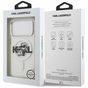 Karl Lagerfeld IML Glitter Karl & Choupette Sketch Logo MagSafe чехол для iPhone 17 Pro - прозрачный