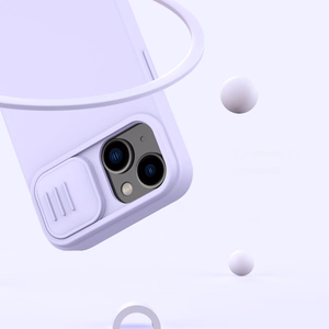 Nillkin CamShield Silky Silikoninis dėklas iPhone 14 Plus dėklas su kameros apsauga violetinis
