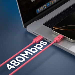 Spigen Essential EB6015CC USB-C laidas, 60 W, 100 cm – rožinis