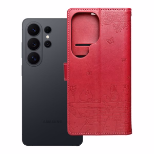 Atverčiamas dėklas skirtas Samsung A27 Mezzo Book katės raudonas