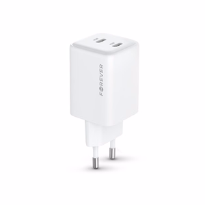Forever TC-08-45CC GaN PD įkroviklis 2x USB-C 45W baltas