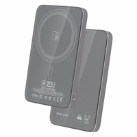 Blavec Išorinė baterija 5000mAh BJ-04 Itin Plona 7,8mm - Type C - 22,5W magnetinė Magsafe 3 in 1 (PBBJ04-MC5G) pilka stiklas