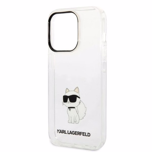 Karl Lagerfeld Ikonik Choupette dėklas telefonui iPhone 14 Pro - permatomas