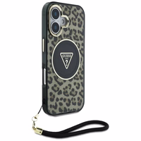 Guess HC IML leopardas trikampio virvelės dirželis MagSafe iPhone 16 dėklas - rudas