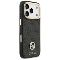 Guess 4G Strass Logo & Big Strap Metal Buttons Magnetinis dėklas telefonui iPhone 17 Pro - juodas