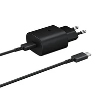 Samsung 25W EP-TA800EBE USB-C sieninis įkroviklis su Samsung EP-DA705BBE USB-C / USB-C kabeliu pakaitinis rinkinys - juodas