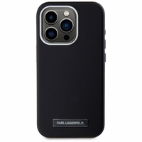 Karl Lagerfeld FW Metal Plate Magnetinis iPhone 15 Pro dėklas - juodas
