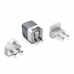 Energizer Ultimate A38QMU GaN kelioninis tinklo įkroviklis su EU / UK / US kištukais, USB-C + USB-A, 38 W PD + QC 3,0, sidabro spalvos