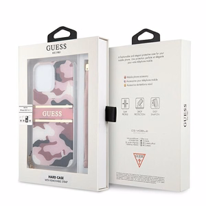 Guess GUHCP13XKCABPI iPhone 13 Pro Max 6.7" rožinis/rožinis kietas dėklas Camo Dirželis Kolekcija