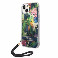 Guess GUOHCP14MHFLSB iPhone 14 Plus 6.7 "mėlynas/mėlynas kietas dėklas Gėlių dirželis