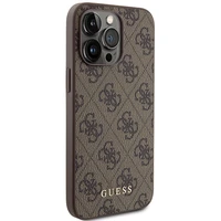 Guess 4G Metal Gold Logo dėklas telefonui iPhone 15 Pro Max - ruda