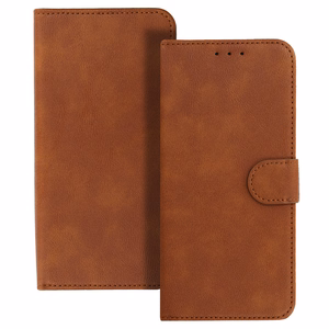 COMMON universalus knygos tipo dėklas (DYDIS S) Iphone 12/13/Samsung S6/A5 2016/Xcover 4/S22/Huawei P8 2017, rudas