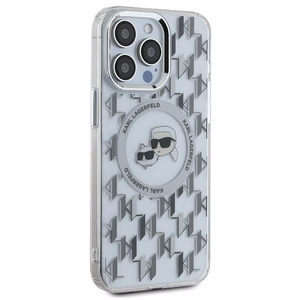 Karl Lagerfeld IML Monograma Karl & Choupette Galva Magnetinis Dėklas telefonui iPhone 15 Pro - skaidrus