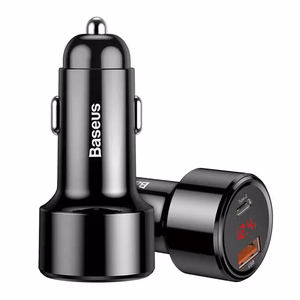 Įkroviklis automobilinis Baseus Series su LED ekranu ir 2 USB Quick Charge 45W juodas CCMLC20C-01