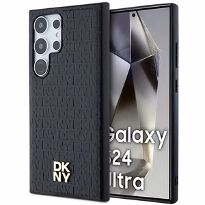 DKNY Odinis rašto metalinis logotipas Magnetinis dėklas telefonui Samsung Galaxy S24 Ultra - juodas