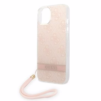 Guess GUOHCP14MH4STP iPhone 14 Plus 6.7 "rožinis / rožinis kietas dėklas 4G spauda Dirželis