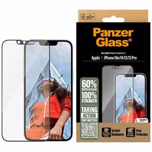 PanzerGlass Ultra-Wide Fit grūdintas stiklas iPhone 13 / 13 Pro / 14 / 16e - skaidrus
