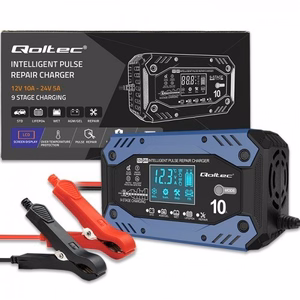 Qoltec 52482 зарядное устройство для автомобильного аккумулятора 12/24 V черный, синий