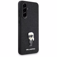 Karl Lagerfeld blizgus fiksuotas Ikonik logotipo metalinis ženklelis dėklas telefonui Samsung Galaxy A56 - juodas