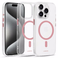 Liavec Blizgus Magnetinis Skaidrus dėklas telefonui Iphone 15 Pro rožinė