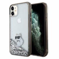 Karl Lagerfeld Liquid Glitter Choupette dėklas telefonui iPhone 11 / Xr - permatomas
