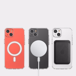 Skaidrus magnetinis dėklas su MagSafe, skirtas iPhone 14 Plus su sidabriniu žiedu – permatomas