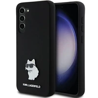 Karl Lagerfeld silikoninis Choupette metalinis smeigtukas dėklas telefonui Samsung Galaxy S23+ - juodas