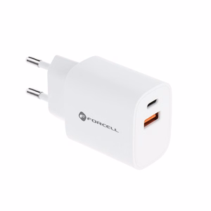 Įkroviklis Forcell (1xUSB-C;1xUSB 3A 30W) baltas