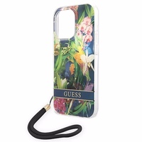 Guess GUOHCP14LHFLSB iPhone 14 Pro 6.1 "mėlynas / mėlynas kietas dėklas Gėlių Dirželis