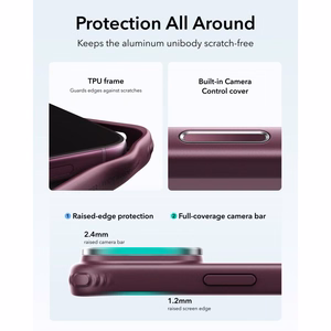 ESR Classic Hybrid Kickstand MagSafe dėklas, skirtas iPhone 18 Pro Max / 17 Pro Max, matinis tamsiai vyšninės spalvos