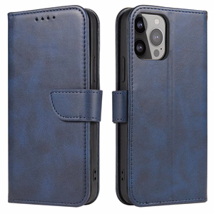 Magnetinis dėklas Samsung Galaxy S23 Ultra su atverčiamu piniginės dangteliu ir stovu mėlyna