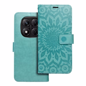 MEZZO knygos dėklas XIAOMI Redmi Note 14 PRO 5G / 14 PRO PLUS 5G mandala žalia
