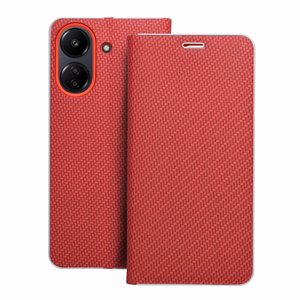 LUNA Book Carbon dėklas telefonui Xiaomi Redmi 13C / POCO C65 raudonas