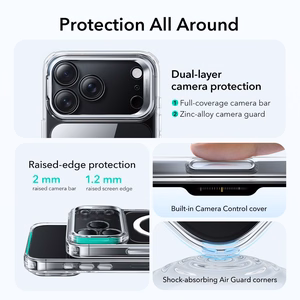 ESR Classic Hybrid Kickstand Magnetinis dėklas telefonui iPhone 17 Pro - skaidrus