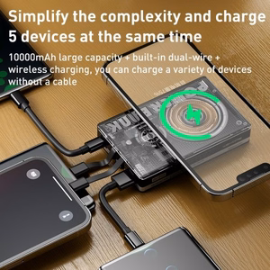 Išorinė baterija WK Design WP-331 juoda 10000mAh (Belaidis įkrovimas 15W / PD 20W / QC3.0 22.5W)