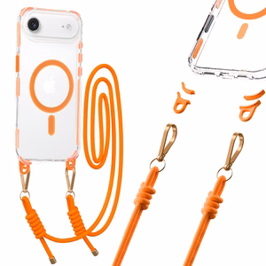 Tel Protect su dirželiu oranžus skaidrus dėklas Iphone 17 Air oranžs