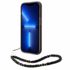 Guess permatomas perlinis dirželis dėklas telefonui iPhone 14 Pro - juodas
