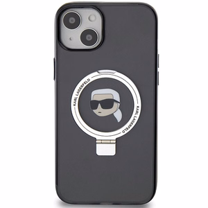 Karl Lagerfeld žiedo stovo Karl Head MagSafe dėklas telefonui iPhone 15 Plus / 14 Plus - juodas