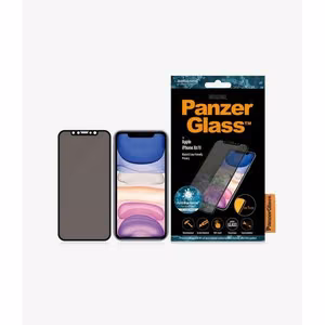 PanzerGlass E2E Super+ privatumo apsauginis stiklas iPhone XR / 11 - su juodu rėmeliu