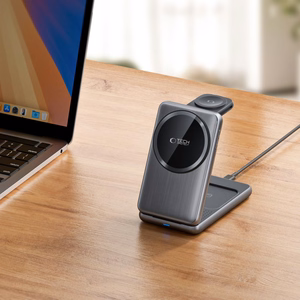 QI15W-A42 3in1 indukcinis įkroviklis su MagSafe Apple įrenginiams - pilkas